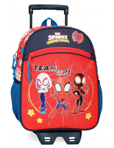 MOCHILA ADAP.33CM. C/CARRO SPIDEY AND FRIENDS